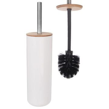 Orion Četka za WC sa stalkom, bambus, bijela, WHITNEY, 37 cm