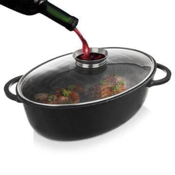Orion Granitna tava za pečenje s poklopcem, ovalna, GRANDE, 8 l, 45x27,5 cm