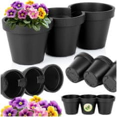 Artemis Trostruka vrtna posuda od plastike, crna, za biljke, cvijeće i začinsko bilje