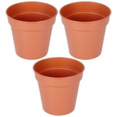 Artemis 3x Smeđe plastične vrtne posude za biljke, cvijeće, začinsko bilje 13x12 cm