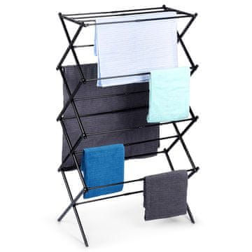 Vilde Crni metalni vertikalni stalak za rublje s mogućnošću izvlačenja 43-75x37,5x139 cm
