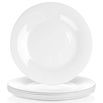 Vilde Plitki stakleni tanjuri za večeru, bijeli, 25,5 cm, 6 kom.