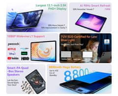 Blackview Mega 3 tablet, 30,7 cm (12,1&quot;), 4G LTE, 12 GB + 256 GB, Android, plava (Skyline Blue)