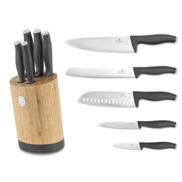 Berlingerhaus BERLINGER HAUS BH-2672 SET NOŽEVA BOJE ANTRACITA U BLOKU BAMBUS