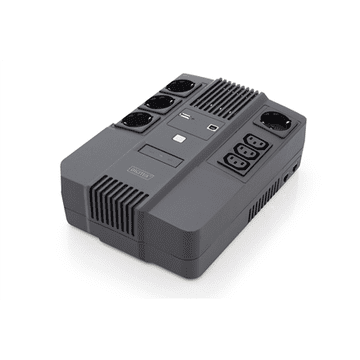 Digitus | Višenamjenski UPS | Višenamjenski UPS, 600VA/360W, LED 12V/7Ah x1, 4x CEE 7/7.3x IEC C13, USB, RJ45 | 600 VA | 360 W | V