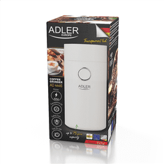 Adler | AD 4446ws | Mlinac za kavu | 150 W | Kapacitet zrna kave 75 g | Broj šalica kom | Bijela