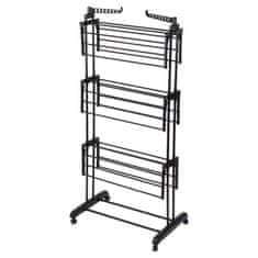 Vilde Crni metalni vertikalni stalak za rublje na kotačima 125x170 cm