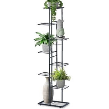 Vilde Crni metalni stalak za cvijeće, 8-slojni, 142 cm