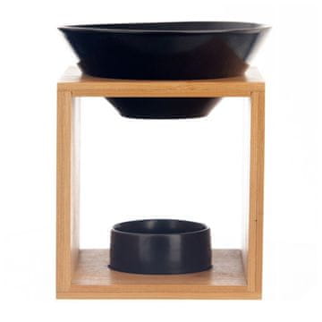 Orion Aroma plamenik od bambusa, porculan, crni, CRNA, 12x11x14 cm