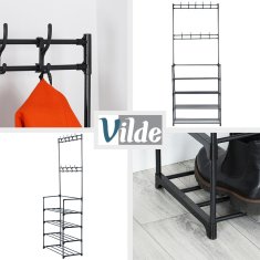 Vilde Stalak za odjeću s cipelama, metalni, crni, 57x28x156 cm