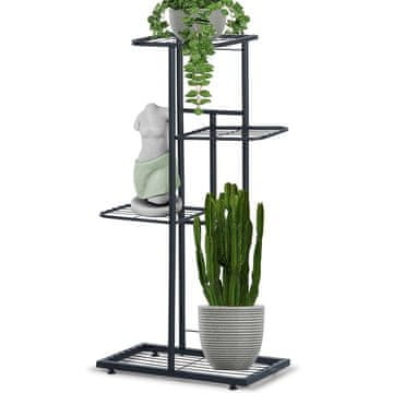 Vilde Crni metalni stalak za cvijeće, 4-slojni, 80 cm