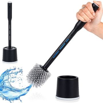 Vilde Silikonska četka za WC sa stalkom i dozatorom tekućine, crna, 40 cm