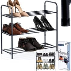 Vilde Crni metalni stalak za cipele s 3 razine 63x28x60 cm