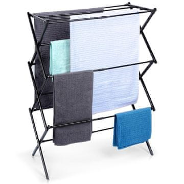 Vilde Crni metalni vertikalni stalak za rublje s mogućnošću izvlačenja 44,5-75x37,5x105 cm