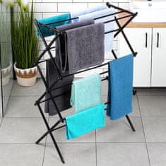 Vilde Crni metalni vertikalni stalak za rublje s mogućnošću izvlačenja 44,5-75x37,5x105 cm
