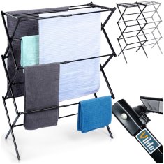 Vilde Crni metalni vertikalni stalak za rublje s mogućnošću izvlačenja 44,5-75x37,5x105 cm