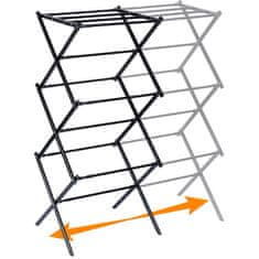 Vilde Crni metalni vertikalni stalak za rublje s mogućnošću izvlačenja 44,5-75x37,5x105 cm