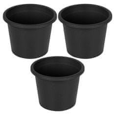 Artemis 3x Crna plastična vrtna posuda za biljke, cvijeće, začinsko bilje 14,5x11 cm
