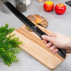 Artemis Nazubljeni čelični kuhinjski nož za rezanje kruha, crni, 32 cm