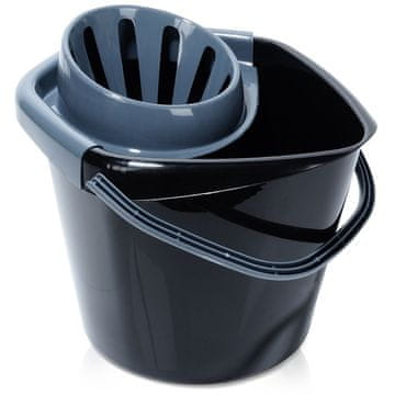 Vilde Kanta za krpu s cjediljkom, plastična, crna, 14 l