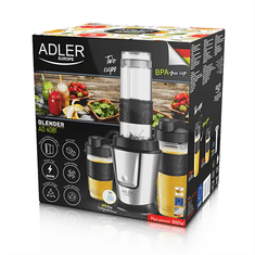Adler | Blender | AD 4081 | Stolni | 800 W | Materijal posude: Plastika bez BPA | Kapacitet posude: 0,57 i 0,4 L | Drobljenje leda | Crna/Nehrđajući čelik