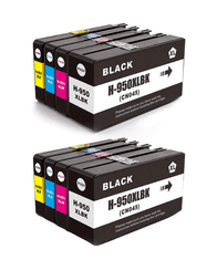 TiskajPoceni Hp HP 950XL 2x + 6× HP 951XL black + color / C2P43AE / OfficeJet Pro 276, 8100, 8600, 8610, 8620, 8630, 8640 zamjenske tinte (4) - 2x crna XL, 2x cijan XL, 2x magenta XL, 2x žuta XL