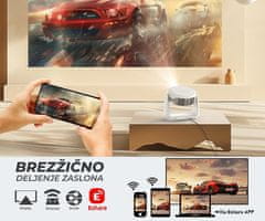 Byintek Prijenosni LED projektor VEVSHAO A10, Android, WiFi, Bluetooth, zvučnik, daljinski upravljač