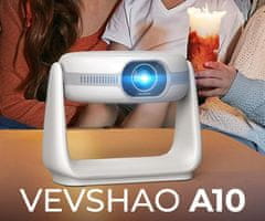 Byintek Prijenosni LED projektor VEVSHAO A10, Android, WiFi, Bluetooth, zvučnik, daljinski upravljač