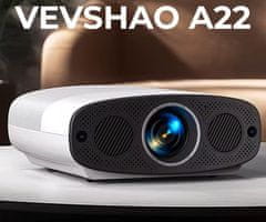 Byintek Prijenosni LED projektor VEVSHAO A22, Android, dvostruki WIFI, Bluetooth, STEREO zvučnici, daljinski upravljač
