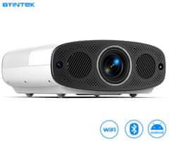 Byintek Prijenosni LED projektor VEVSHAO A22, Android, dvostruki WIFI, Bluetooth, STEREO zvučnici, daljinski upravljač