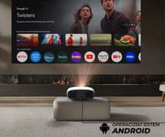 Byintek Prijenosni LED projektor VEVSHAO A22, Android, dvostruki WIFI, Bluetooth, STEREO zvučnici, daljinski upravljač