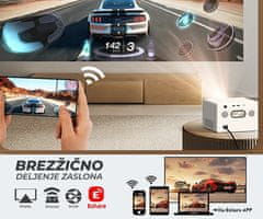 Byintek PLATO T5 prijenosni LED projektor, Android, WIFI 6, Bluetooth, daljinski upravljač, bijela