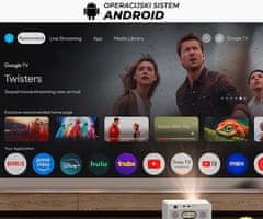 Byintek PLATO T5 prijenosni LED projektor, Android, WIFI 6, Bluetooth, daljinski upravljač, bijela