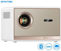 Byintek PLATO T5 prijenosni LED projektor, Android, WIFI 6, Bluetooth, daljinski upravljač, bijela