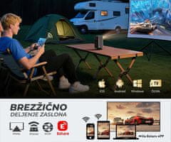Byintek Prijenosni 3D LED DLP projektor UFO P70X, Android, dvostruki WIFI, Bluetooth, 2 GB + 32 GB, daljinski upravljač, crni