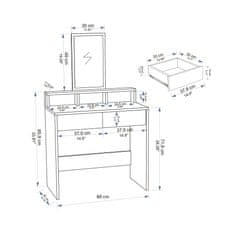 Woody Fashion Stol za šminkanje Luna