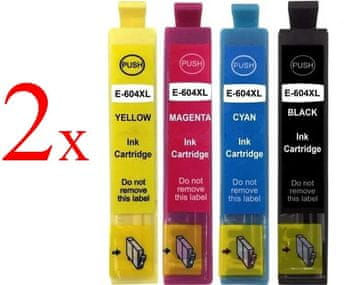 Toner123 Komplet Epson 604XL / C13T10H64010 / Expression Home XP-2200, XP-2205, XP-3200, XP-3205, XP-4200, XP-4205 / WorkForce WF-2910 - zamjenske tinte (8) - 2x crna XL, 2x cijan XL, 2x magenta XL, 2x žuta XL