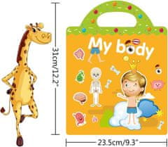 Netscroll Komplet edukativnih dječjih knjiga s naljepnicama, dijelovi tijela i karta svijeta, sklopiva knjiga s 3 preklopa, učenje engleskih riječi, SmartStickers.