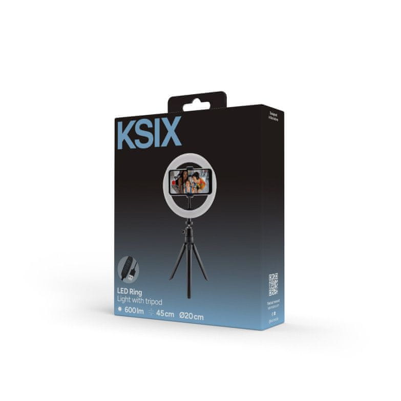 Ksix Studio Live LED-ringlicht – 25,5 Cm – Met Statief Tot 1,60 M – 3 Kleurtemperaturen – 10 Helderheidsniveaus – Voor Smartphone