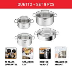 Tefal Duetto+ set posuđa od 8 dijelova, 16/20/24/24 cm + poklopac (G719S855)