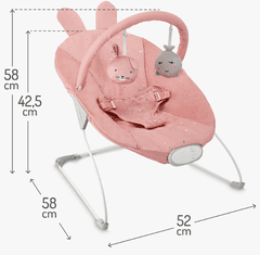 MoMi Sjajna dječja ljuljačka, 8 melodija, 3 razine vibracije, roza