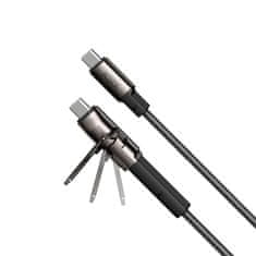 Ksix Ultrabrzi kabel za punjenje sa stalkom, 60W, USB-C na USB-C, pleteni, 1.0m