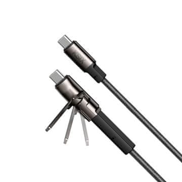 Ksix ultrabrzi kabel za punjenje sa stalkom, 60W, USB-C na USB-C, pleteni, 1.0m