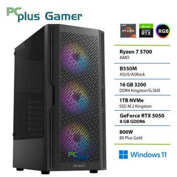 PCplus Gamer Ryzen 7 5700 16GB 1TB SSD RTX 5050 8GB Windows 11 Home gaming stolno računalo