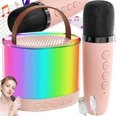 Verkgroup Set LED RGB baterijski karaoke zvučnik Bluetooth 5.3 2x mikrofon USB
