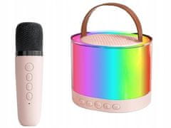 Verkgroup Set LED RGB baterijski karaoke zvučnik Bluetooth 5.3 2x mikrofon USB