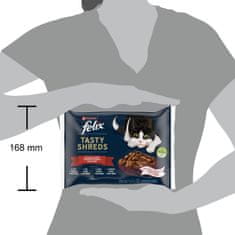 Felix Tasty Shreds mokra hrana za mačke, govedina, piletina, patka i puretina, u umaku, 48x85g