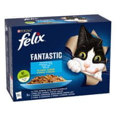 Felix Fantastic mokra hrana za mačke, tuna, losos, iverak i bakalar, u želeu, 72x85g