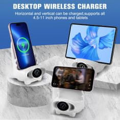 Netscroll Univerzalni bežični brzi punjač 15 W za pametne telefone, stalak i punjač u obliku mini stolice, kompatibilan sa svim Qi telefonima, za dom, ured i putovanja, WirelessCharger