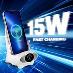 Netscroll Univerzalni bežični brzi punjač 15 W za pametne telefone, stalak i punjač u obliku mini stolice, kompatibilan sa svim Qi telefonima, za dom, ured i putovanja, WirelessCharger
